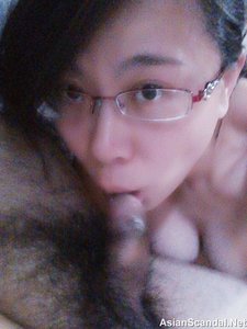 Glasses girl learn to make love with master